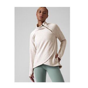 Athleta Cozy Karma Asym Pullover // Toasted Brown Heather Small